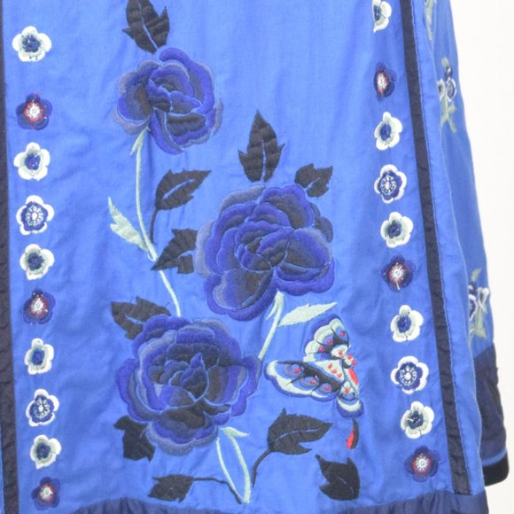 Anthropologie Vintage Lithe Silent Solstice Blue/Black Embroidered Dress Size 4 - Picture 8 of 10